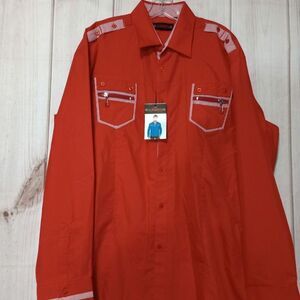 Albertini Shirt Men's‎ 3xl Button Front Red
